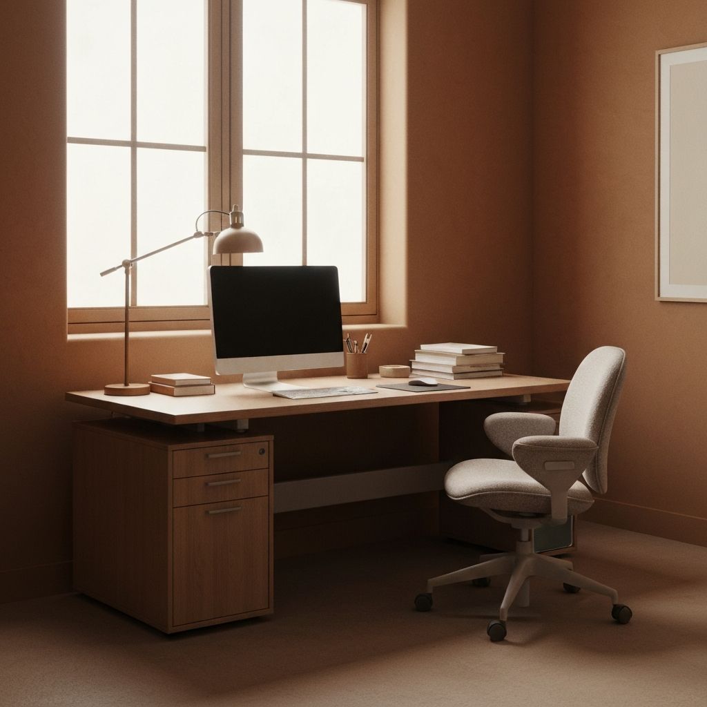 Poste de travail ergonomique bien éclairé pour le confort oculaire